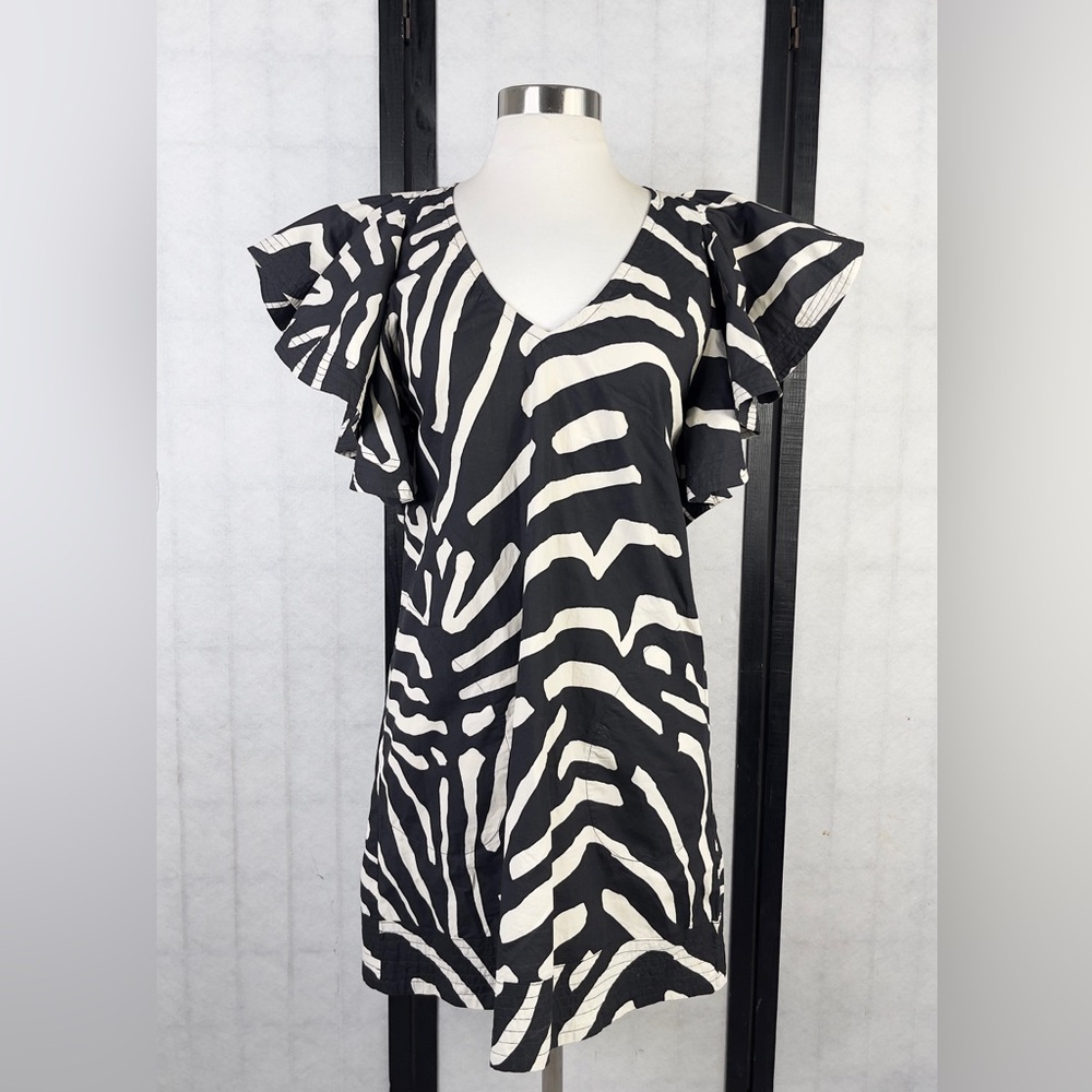 Oliphant Black and Cream Abstract Top